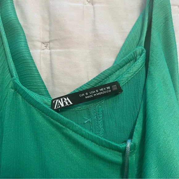 Zara Kelly Green Knotted Slip Dress Size Small - Picture 3 of 10